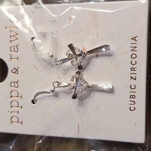 Pippa & Rawls Silver Heart Cross Earrings